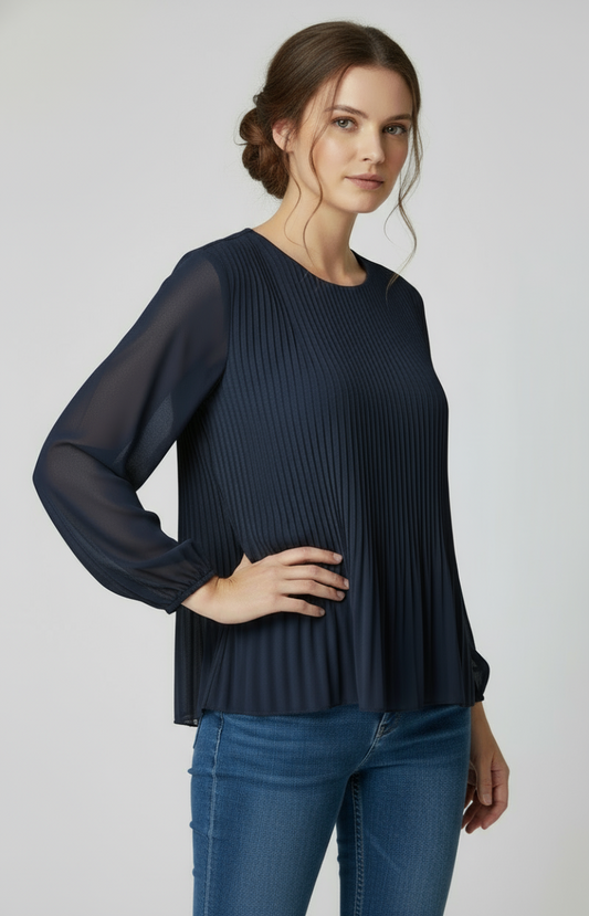 Blouse en voile doublée  Col rond